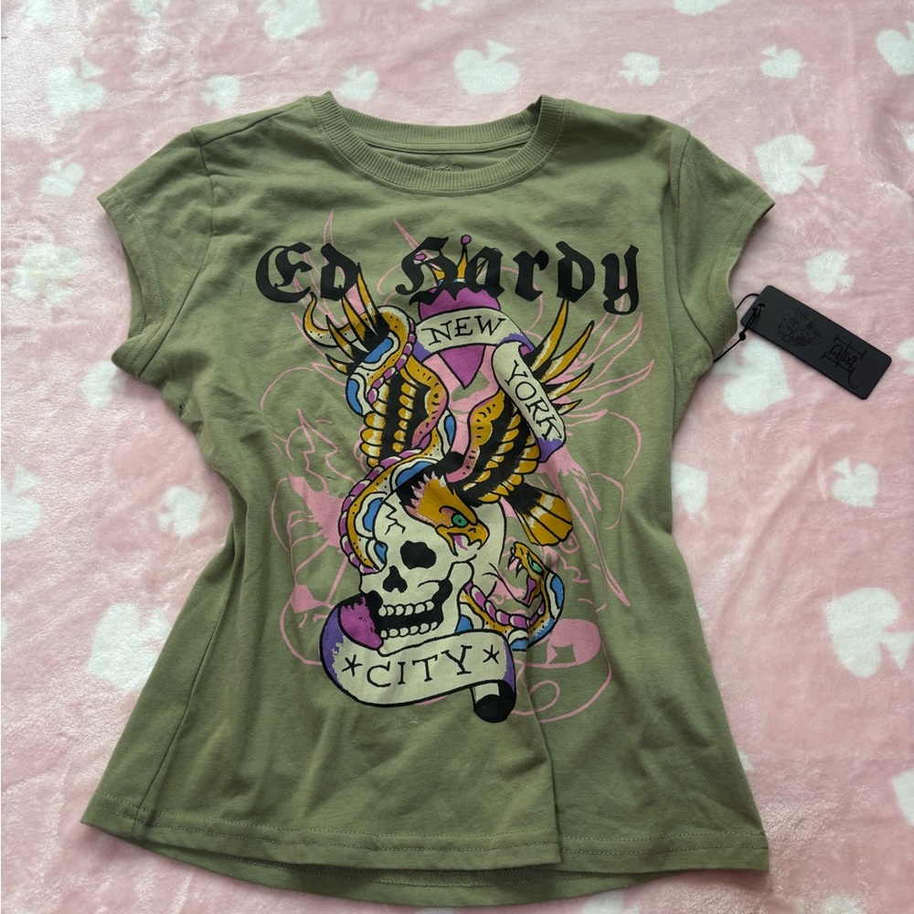 Ed Hardy Olive Graphic T-Shirt